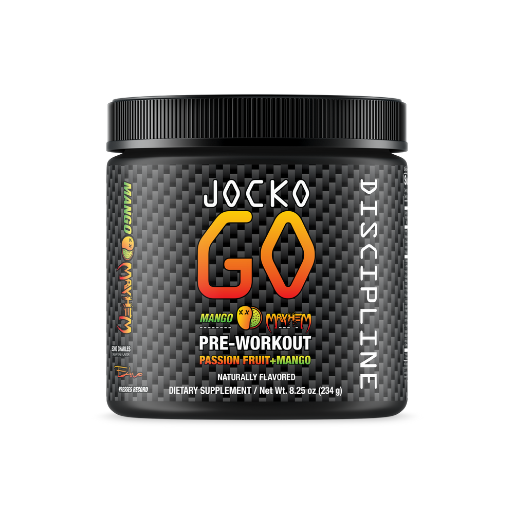 JOCKO GO PRE WORKOUT POWDER Mango Mayhem Flavour IWA Active
